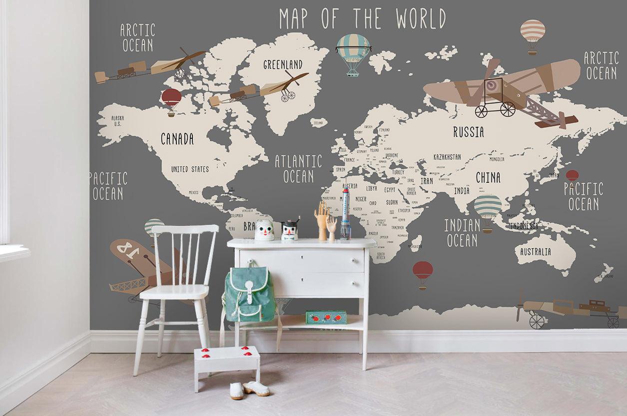 3D Retro Aircraft World Map Wall Mural Wallpaper 31- Jess Art Decoration