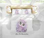 3D White Purple Owl Quilt Cover Set Bedding Set Duvet Cover Pillowcases SF06- Jess Art Decoration