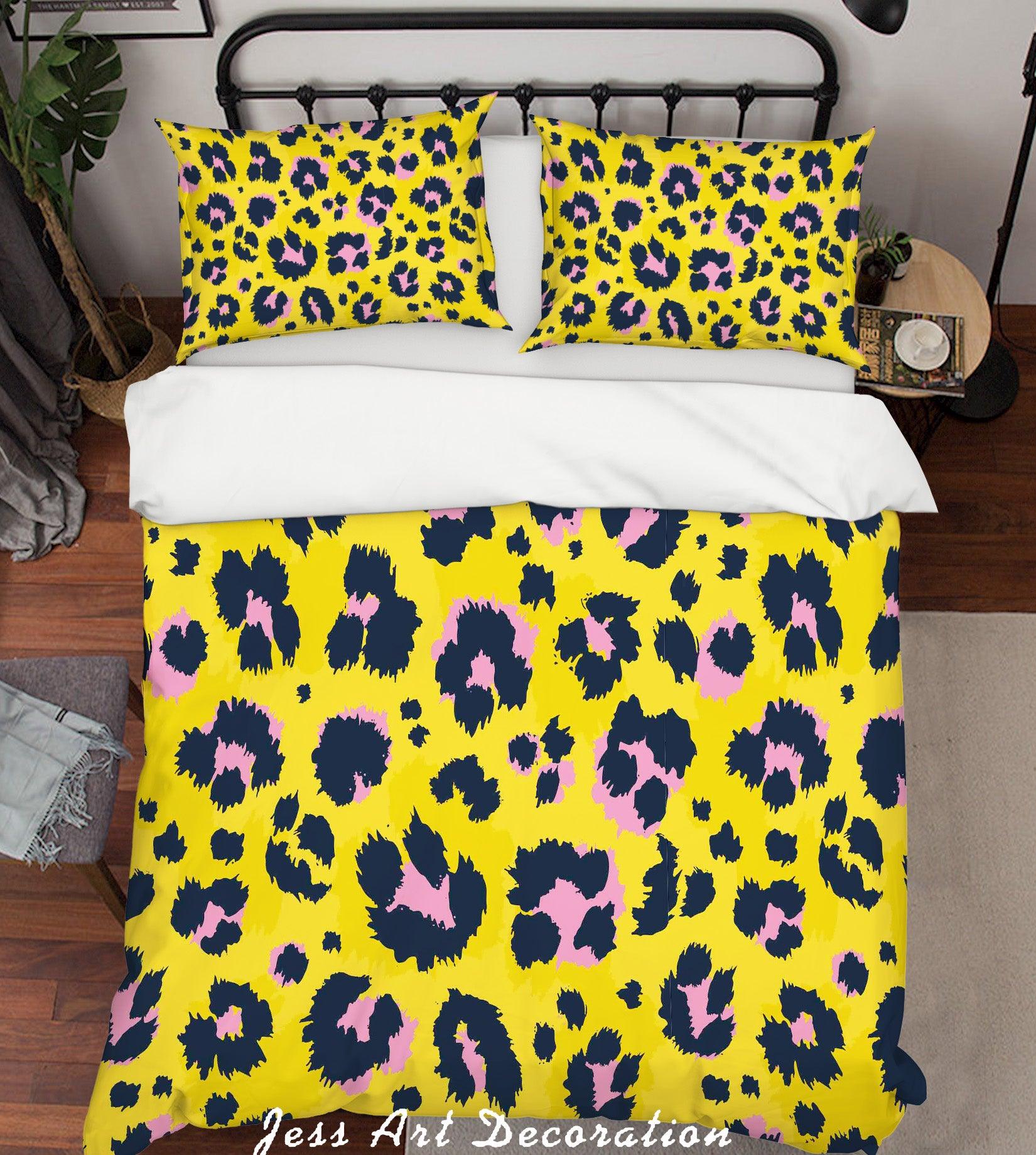 3D Yellow Leopard Pattern Quilt Cover Set Bedding Set Pillowcases 26- Jess Art Decoration