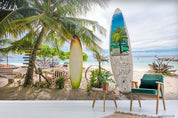 3D Beach Coconut Tree Skateboard Wall Mural Wallpaper LQH 775- Jess Art Decoration