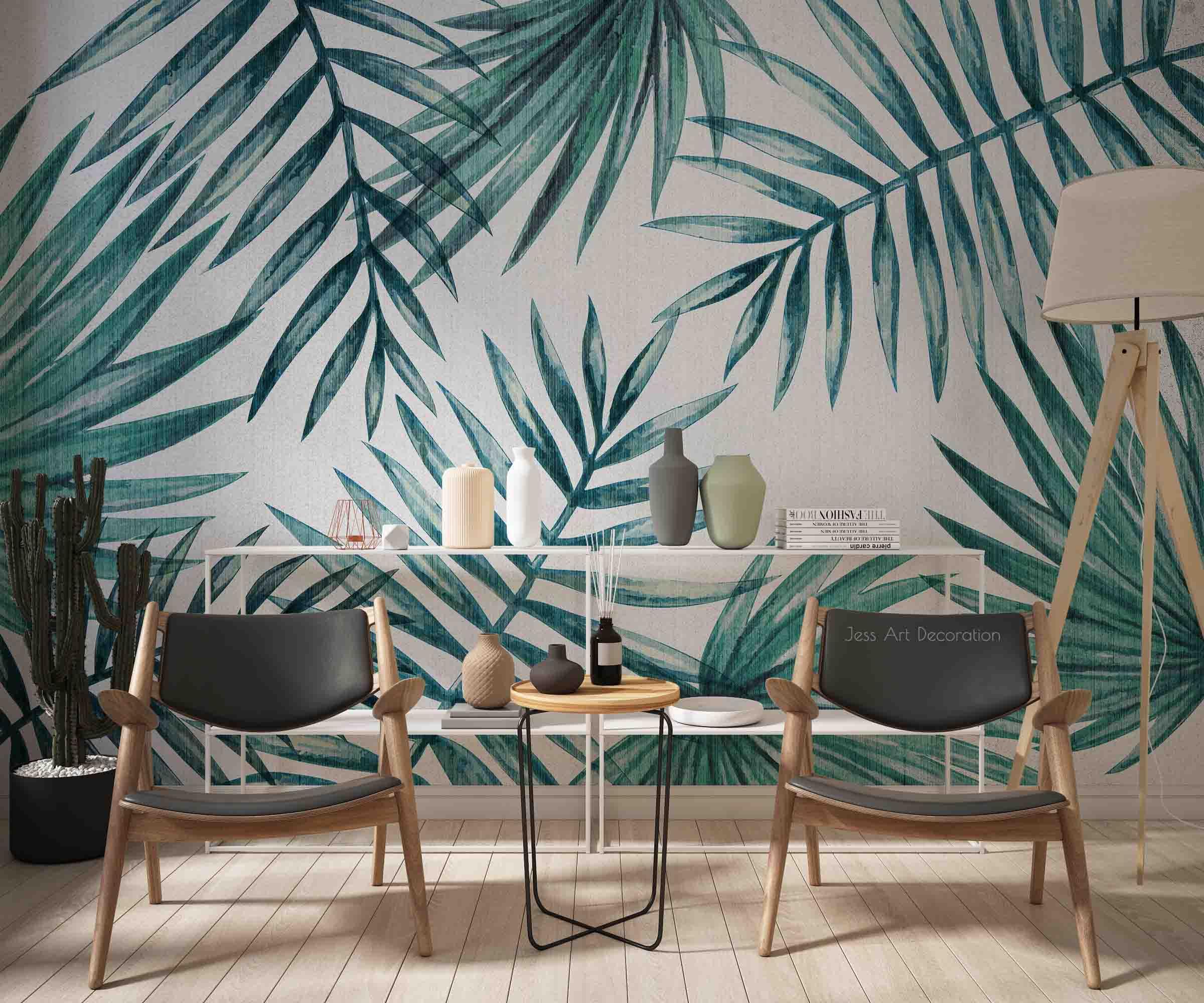 3D Fresh Watercolor Leaves Wall Mural Wallpaper sww 28- Jess Art Decoration