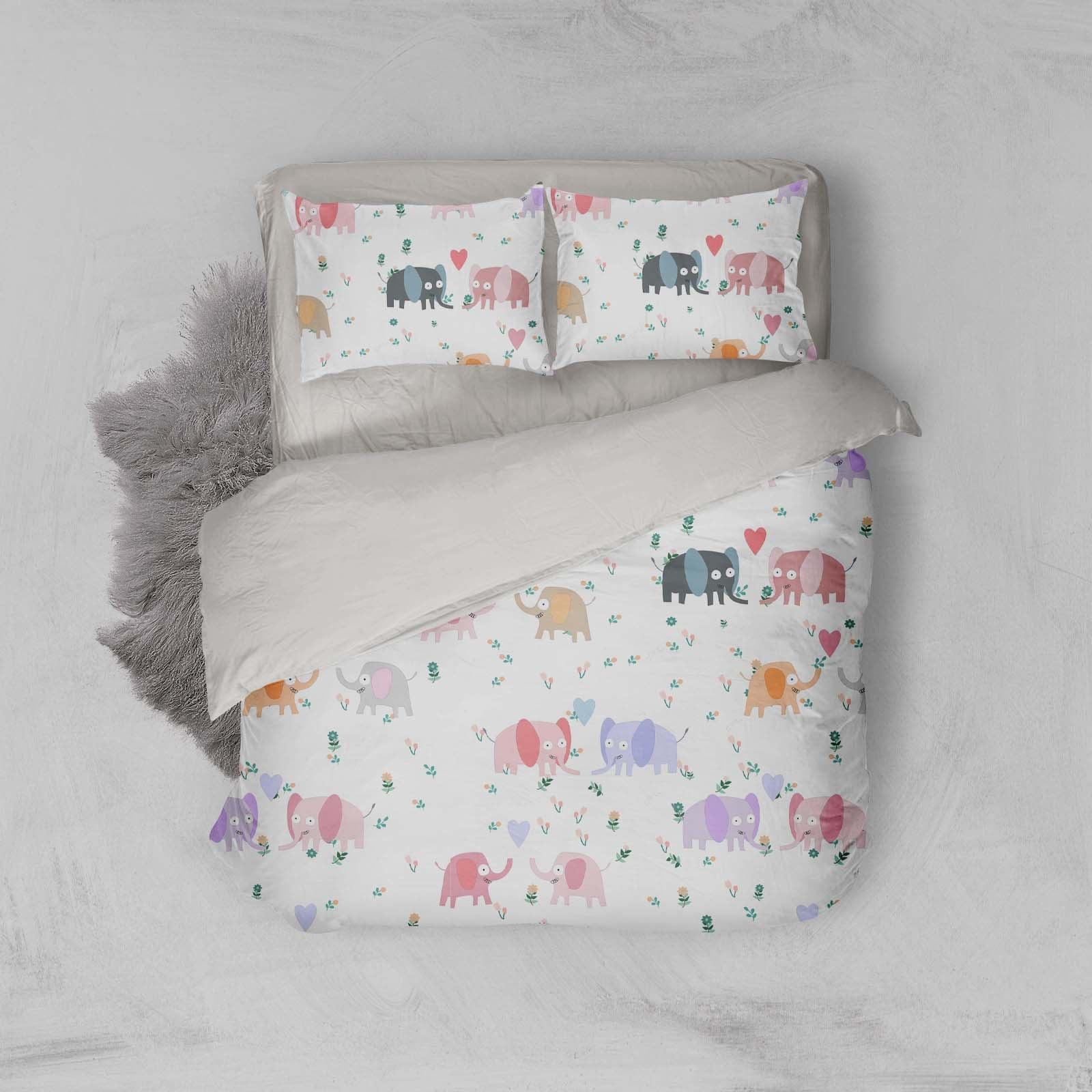 3D Cartoon Colorful Elephant Animal Quilt Cover Set Bedding Set Duvet Cover Pillowcases LXL- Jess Art Decoration