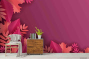 3D Embossed Pink Leaves Plant Wall Mural Wallpaper LXL- Jess Art Decoration