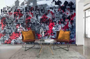 3D Abstract Hand-painted Graffiti Man Profile  Wall Mural Wallpaper SWW1874- Jess Art Decoration
