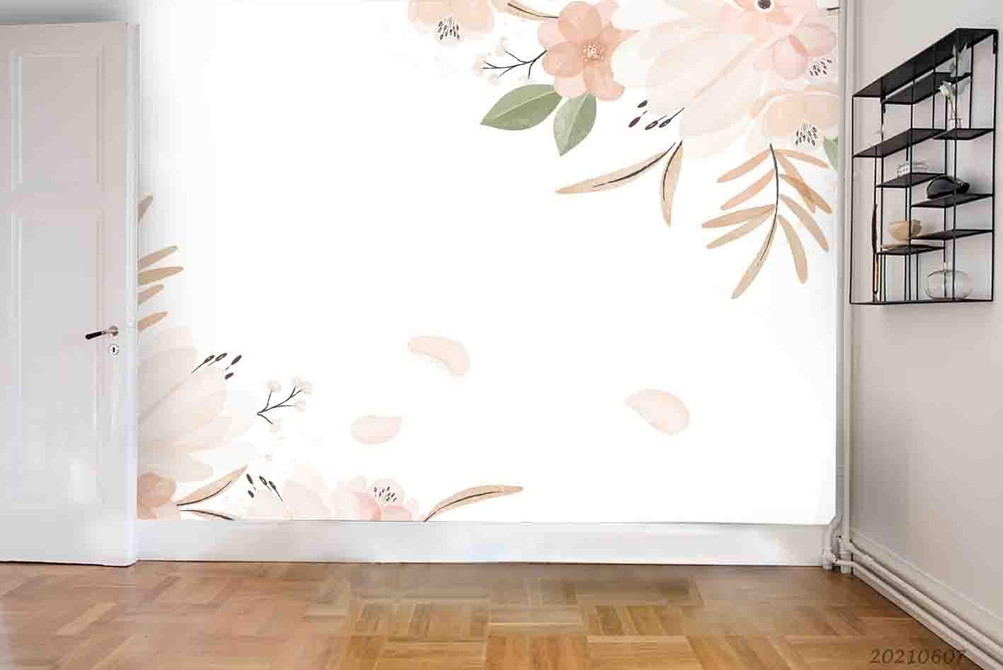 3D Hand-painted Floral Pink  Wall Mural Wallpaper SWW1097- Jess Art Decoration