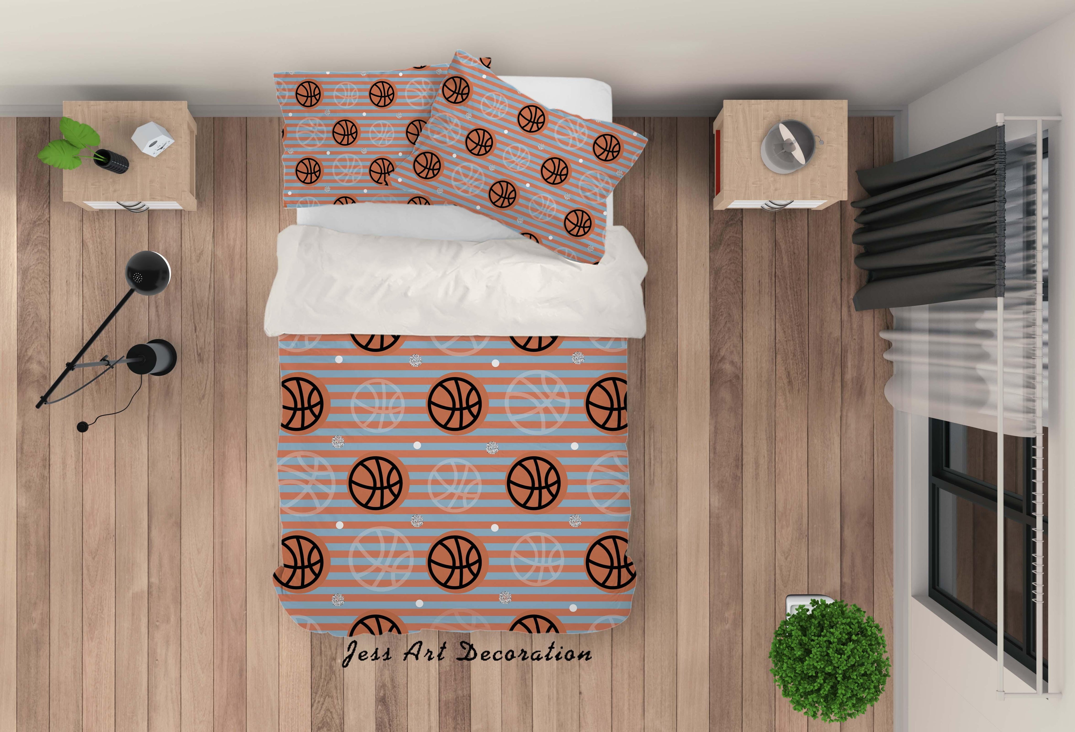 3D Basketball Pattern Quilt Cover Set Bedding Set Duvet Cover Pillowcases WJ 6855- Jess Art Decoration