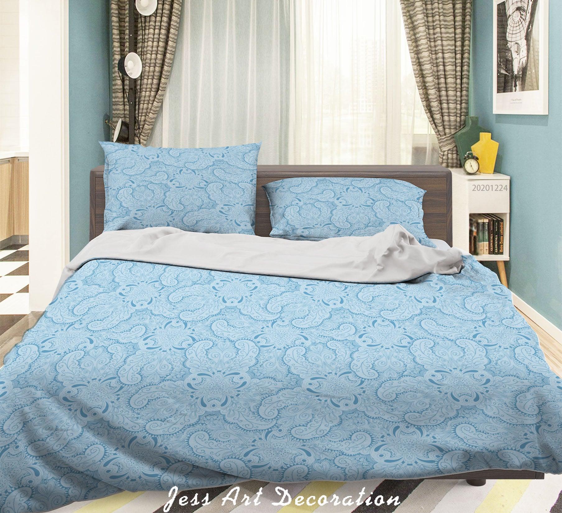 3D Watercolor Blue Pattern Quilt Cover Set Bedding Set Duvet Cover Pillowcases 123 LQH- Jess Art Decoration