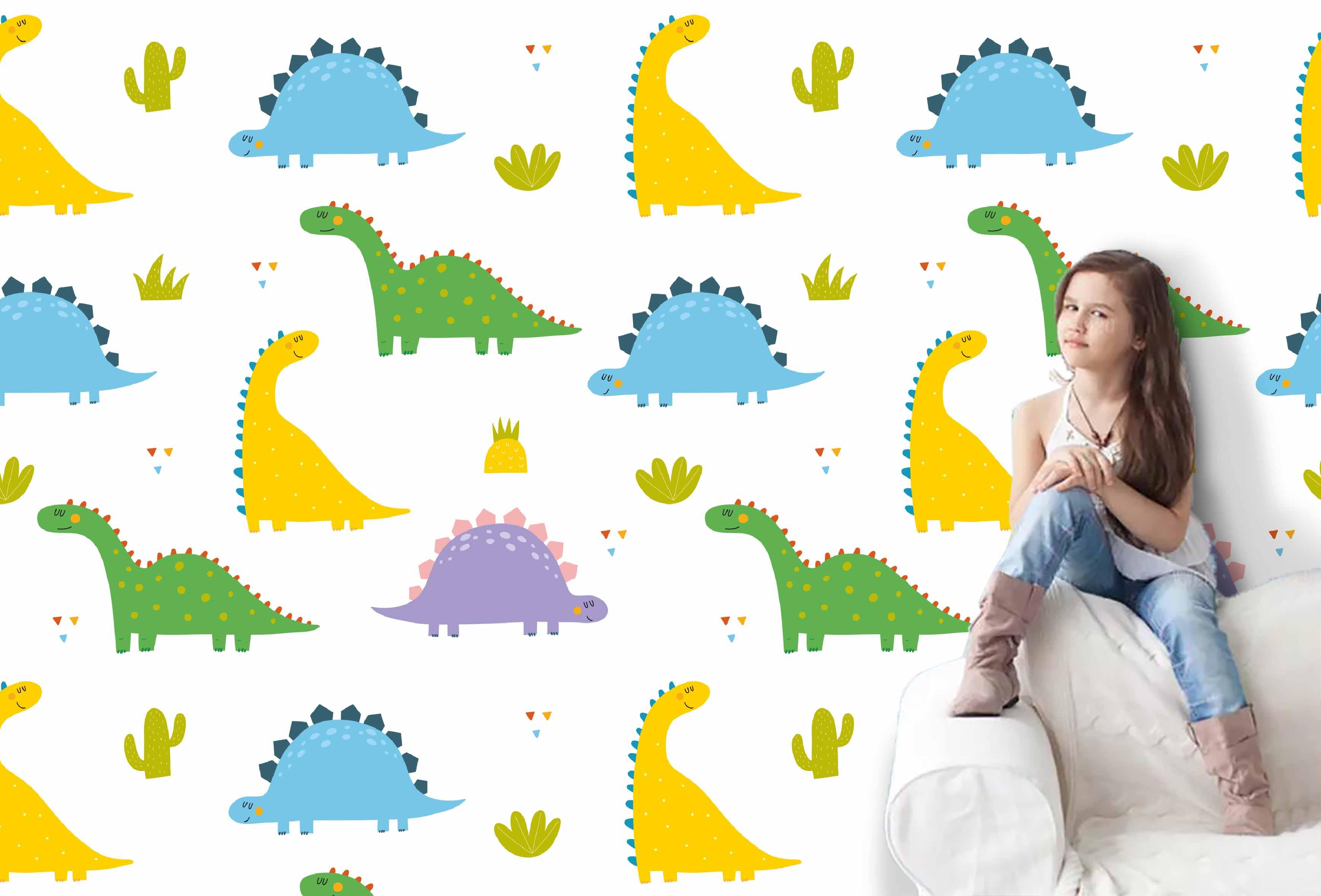 3D Color Cartoon Dinosaur Wall Mural Wallpaper 88- Jess Art Decoration