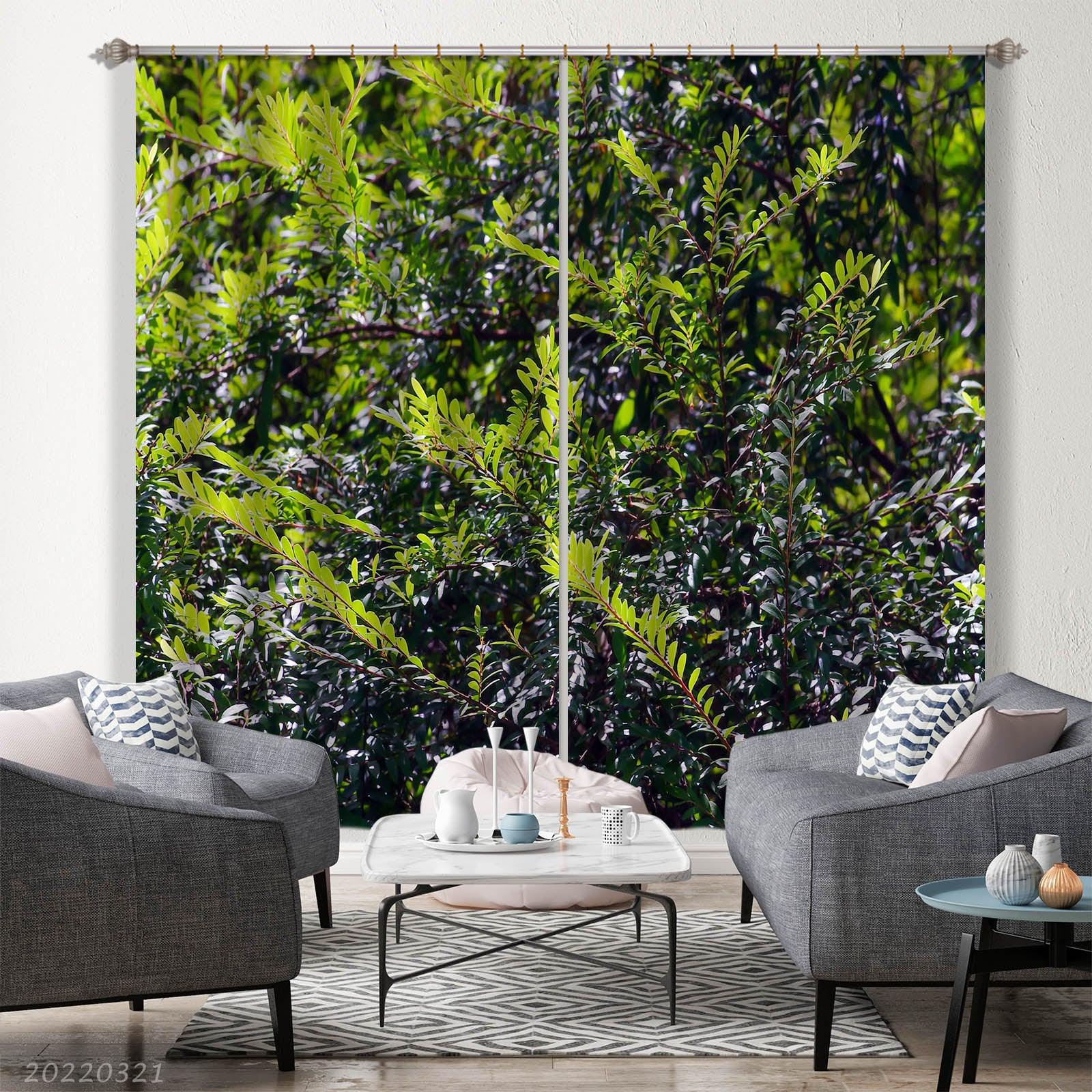 3D Summer Green Leaf Sunbeam Curtains and Drapes GD 3094- Jess Art Decoration