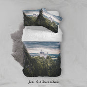 3D Cloudy Sky Mountain Castle Floral Lake Quilt Cover Set Bedding Set Duvet Cover Pillowcases LXL 235- Jess Art Decoration