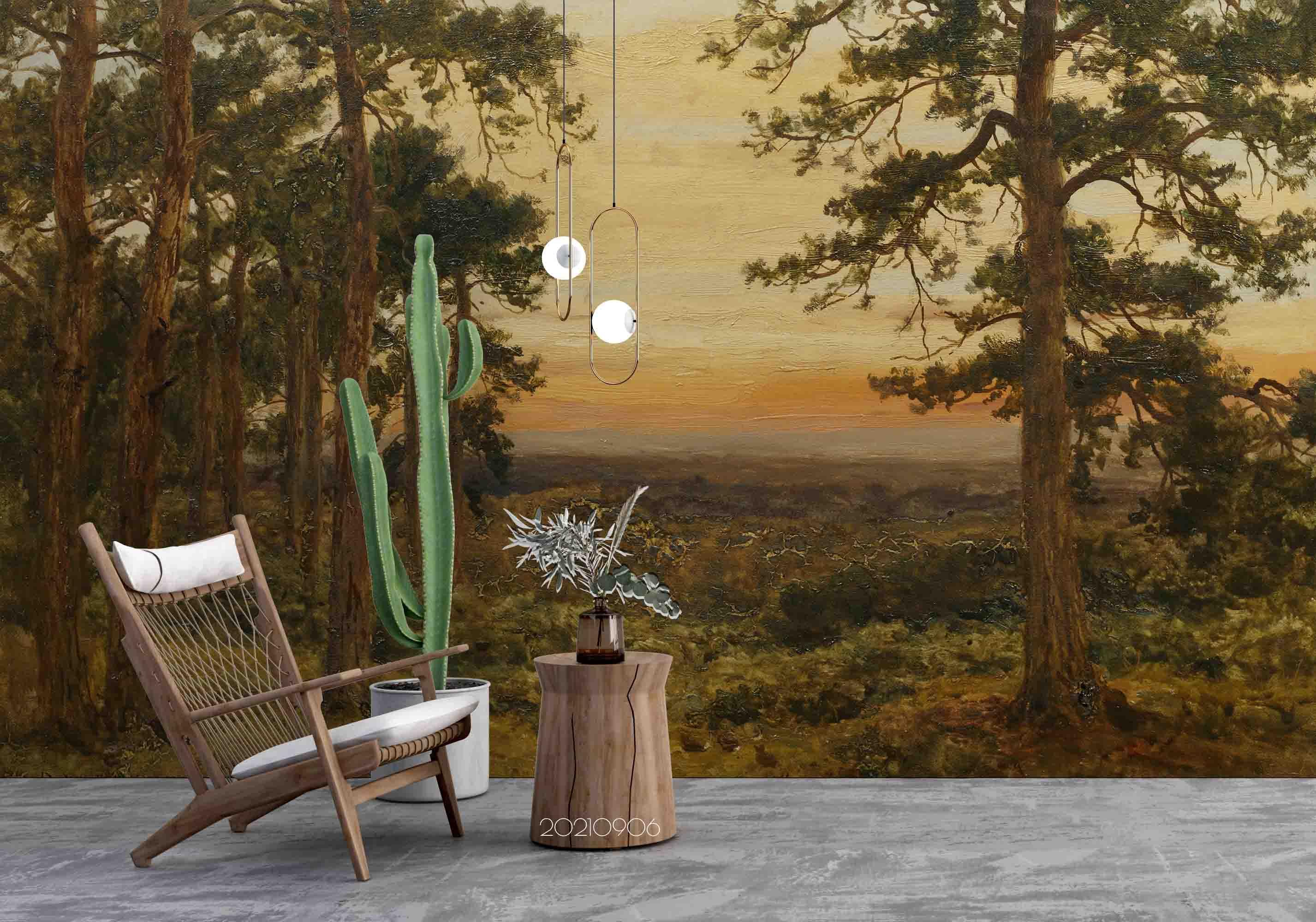 3D Sunset Sky Forest Landscape Wall Mural Wallpaper LQH 656- Jess Art Decoration