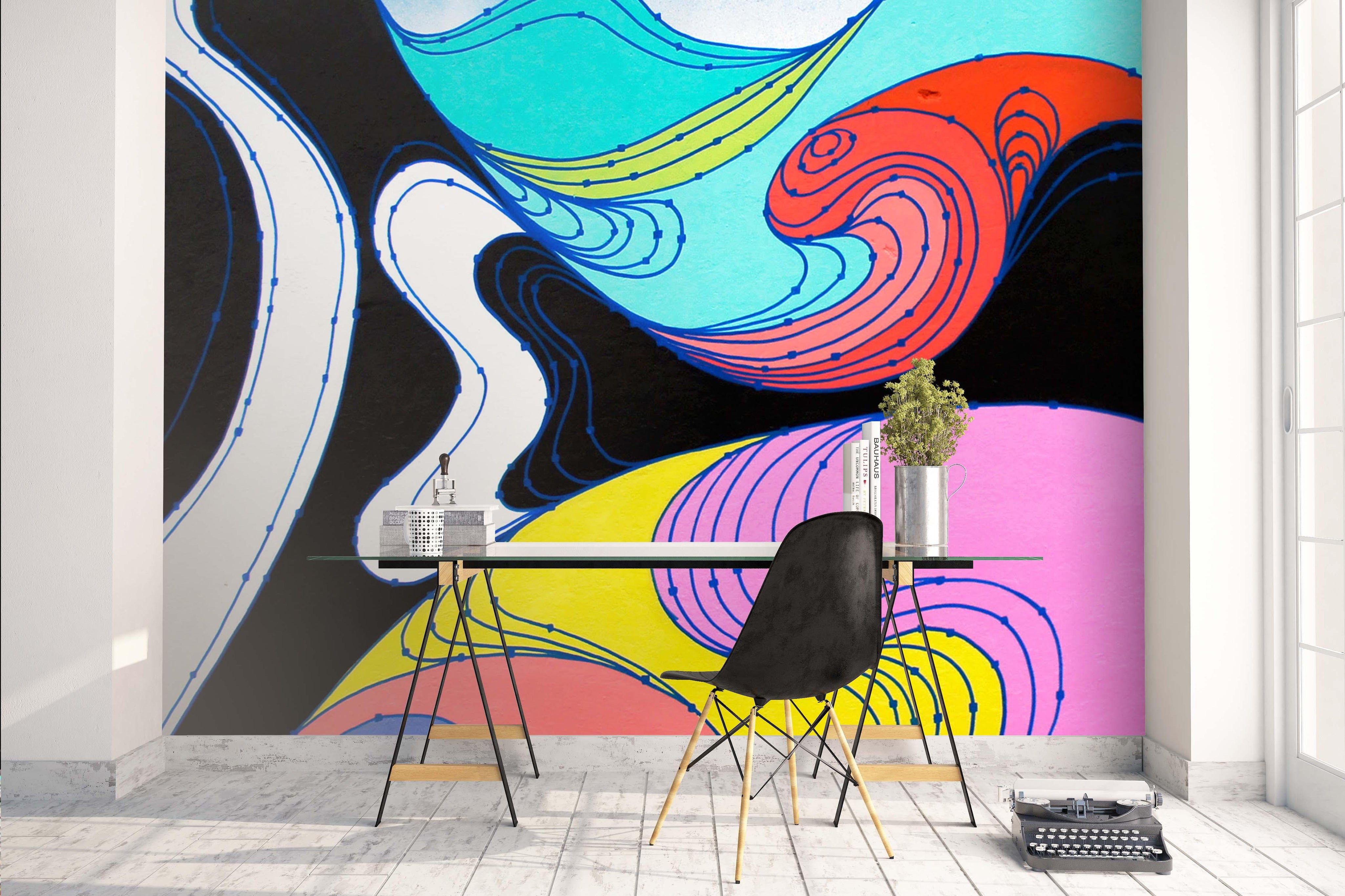 3D Abstract Colorful Graffiti Wall Mural Wallpaper 285- Jess Art Decoration