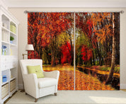 3D Red Golden Fall Forest Curtains and Drapes SF87- Jess Art Decoration