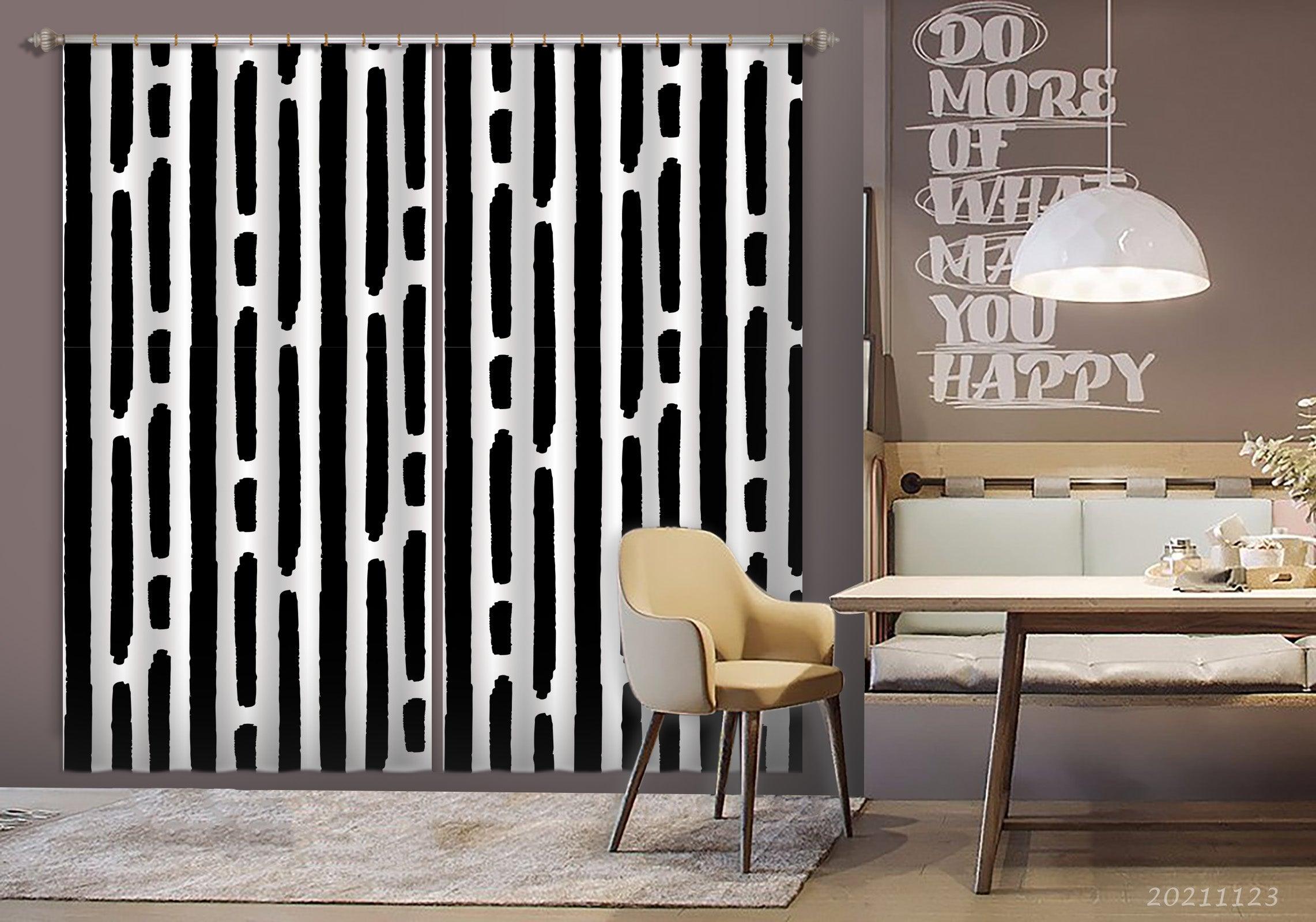 3D Abstract Black Geometric Graphic Curtains and Drapes LQH 27- Jess Art Decoration