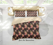 3D Black Red Flowers Quilt Cover Set Bedding Set Duvet Cover Pillowcases SF09- Jess Art Decoration