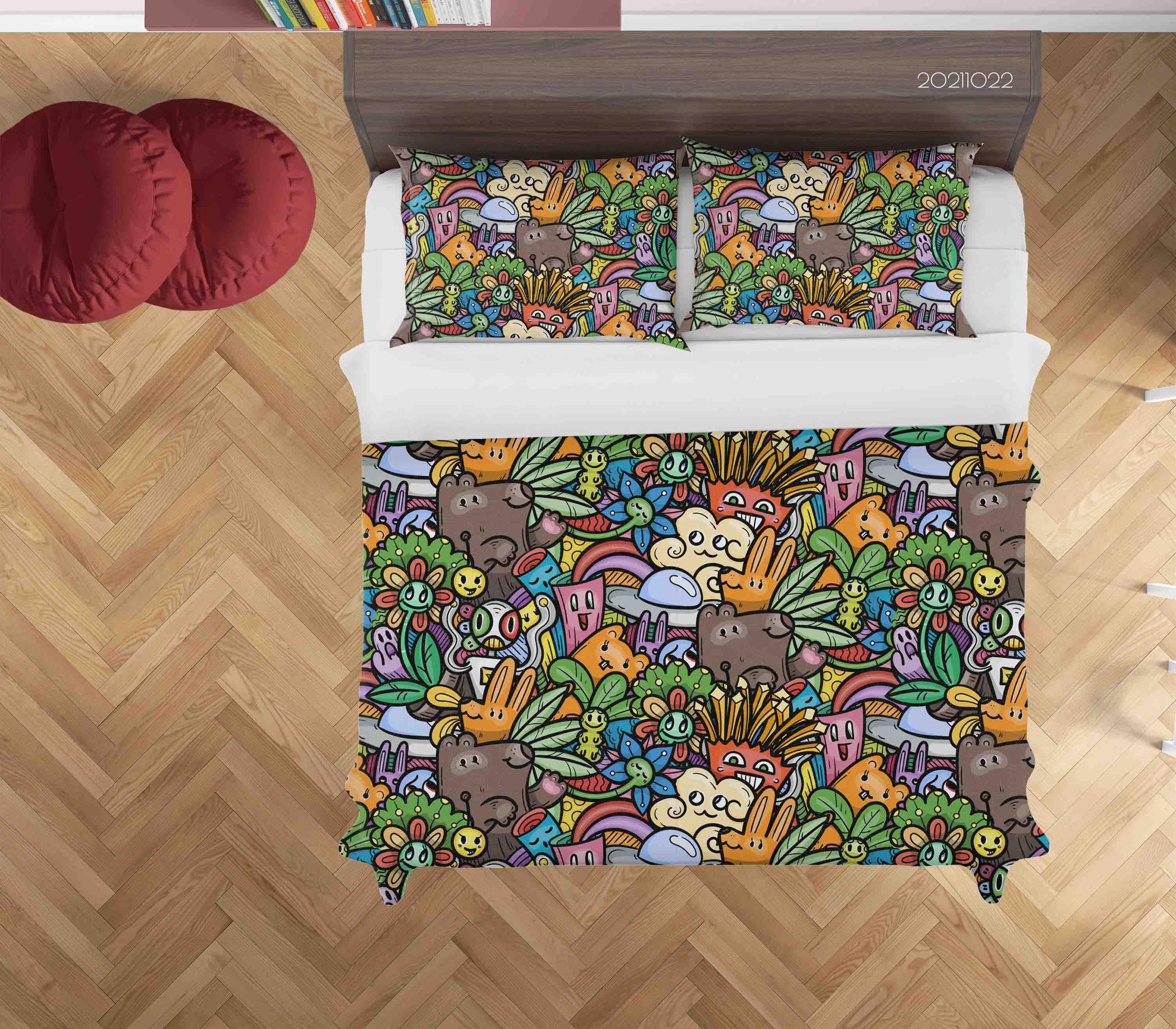 3D Abstract Monster Artistic Graffiti Quilt Cover Set Bedding Set Duvet Cover Pillowcases 73- Jess Art Decoration