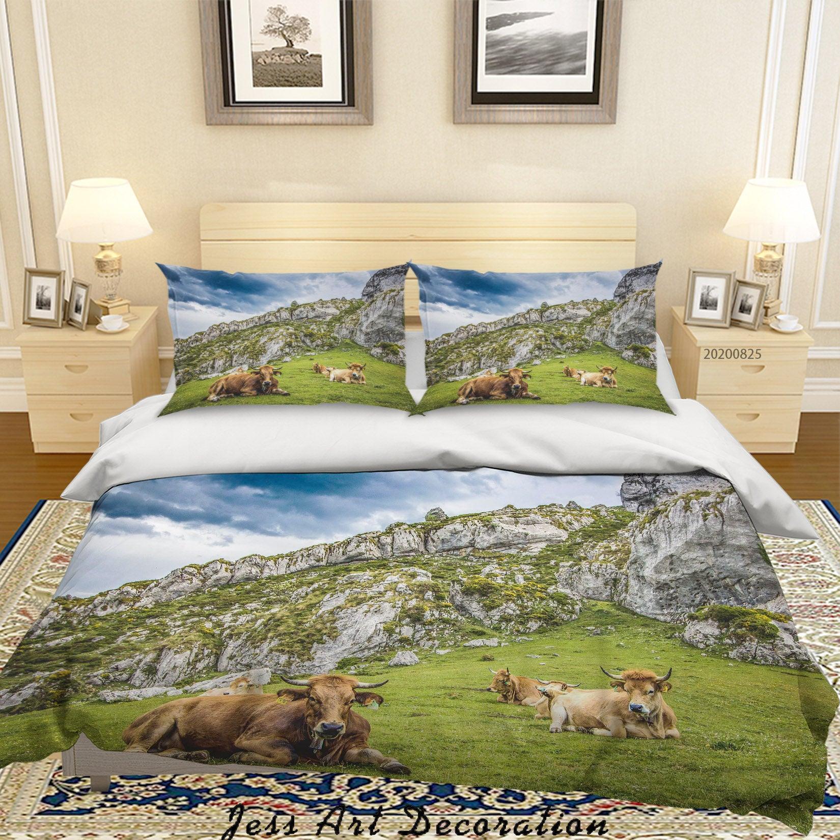 3D Animal Forest Cow Quilt Cover Set Bedding Set Duvet Cover Pillowcases WJ 3333- Jess Art Decoration