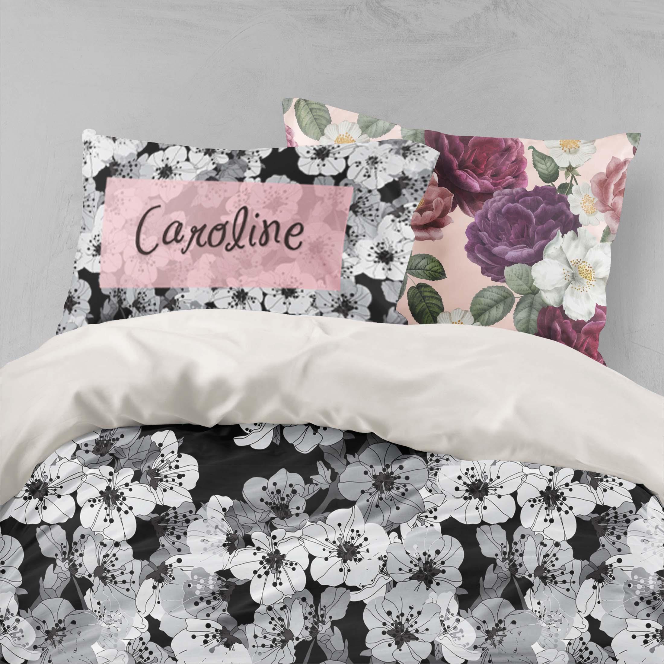 3D Gray Black Floral Quilt Cover Set Bedding Set Pillowcases 64- Jess Art Decoration