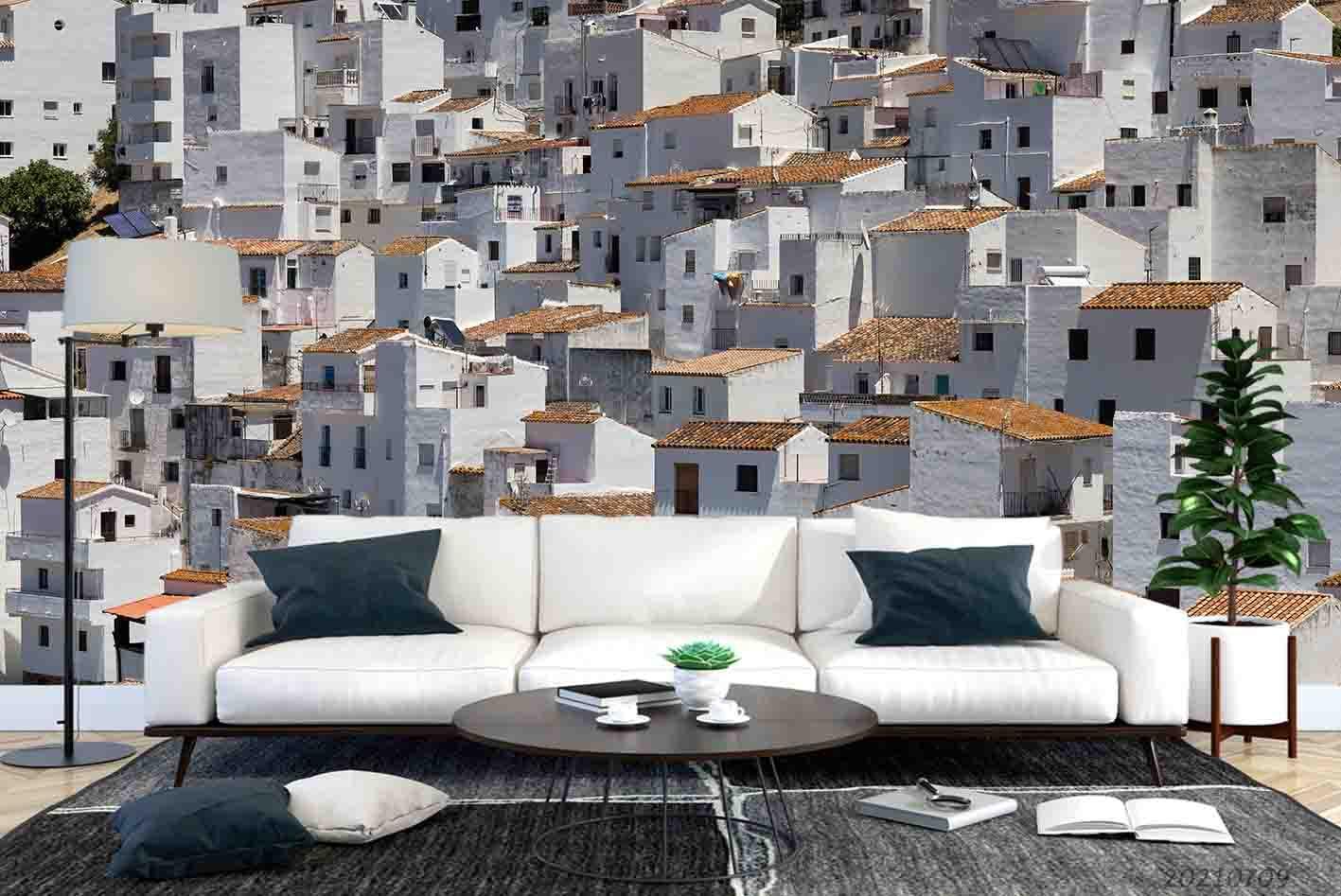 3D White Town Wall Mural Wallpaper SWW4345- Jess Art Decoration