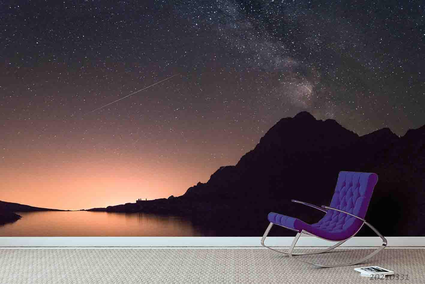 3D Night Sky Mountain Landscape Wall Mural Wallpaper LQH 510- Jess Art Decoration