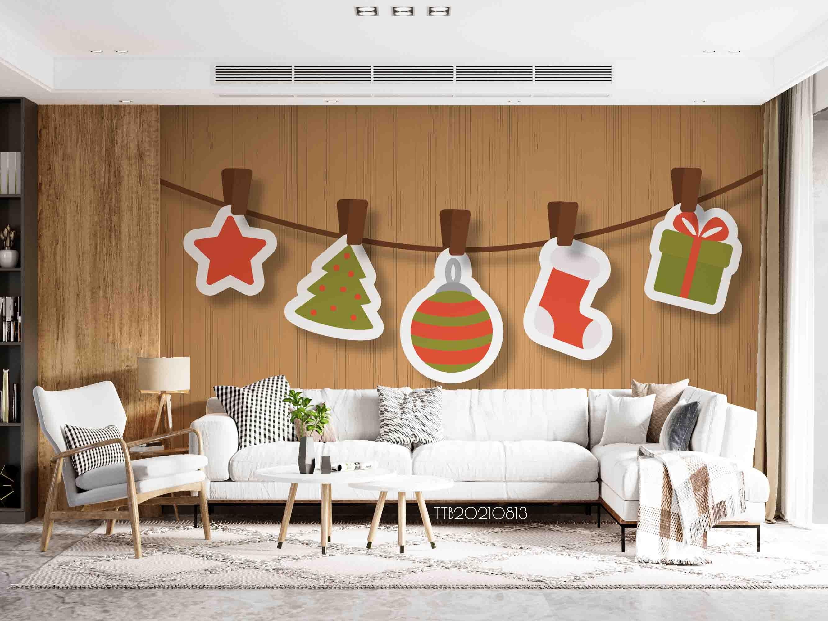 3D Cartoon Christmas Decorate Wall Mural Wallpaper SWW5147- Jess Art Decoration