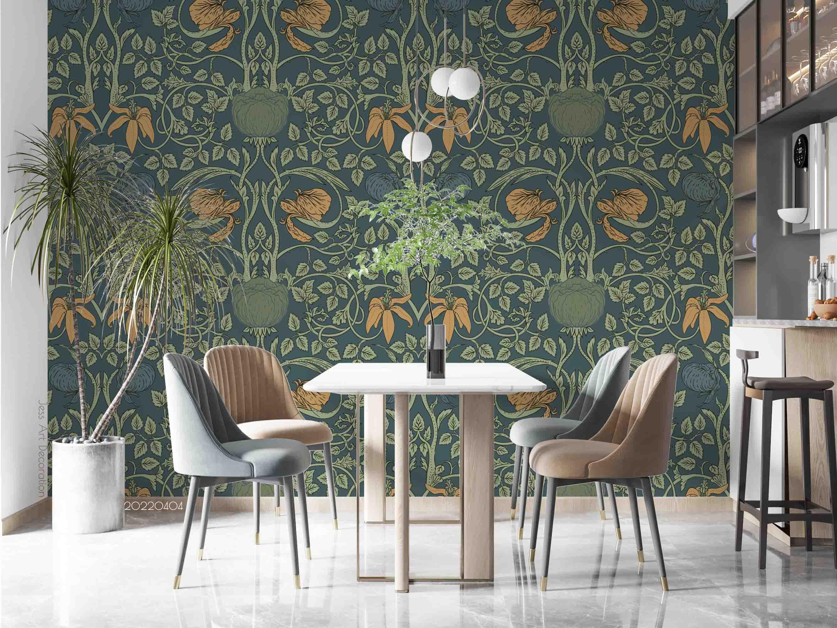 3D Vintage Plants Leaves Floral Pattern Wall Mural Wallpaper GD 4007- Jess Art Decoration