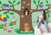 3D Cartoon Animal Forest Wall Mural Wallpaper 33- Jess Art Decoration
