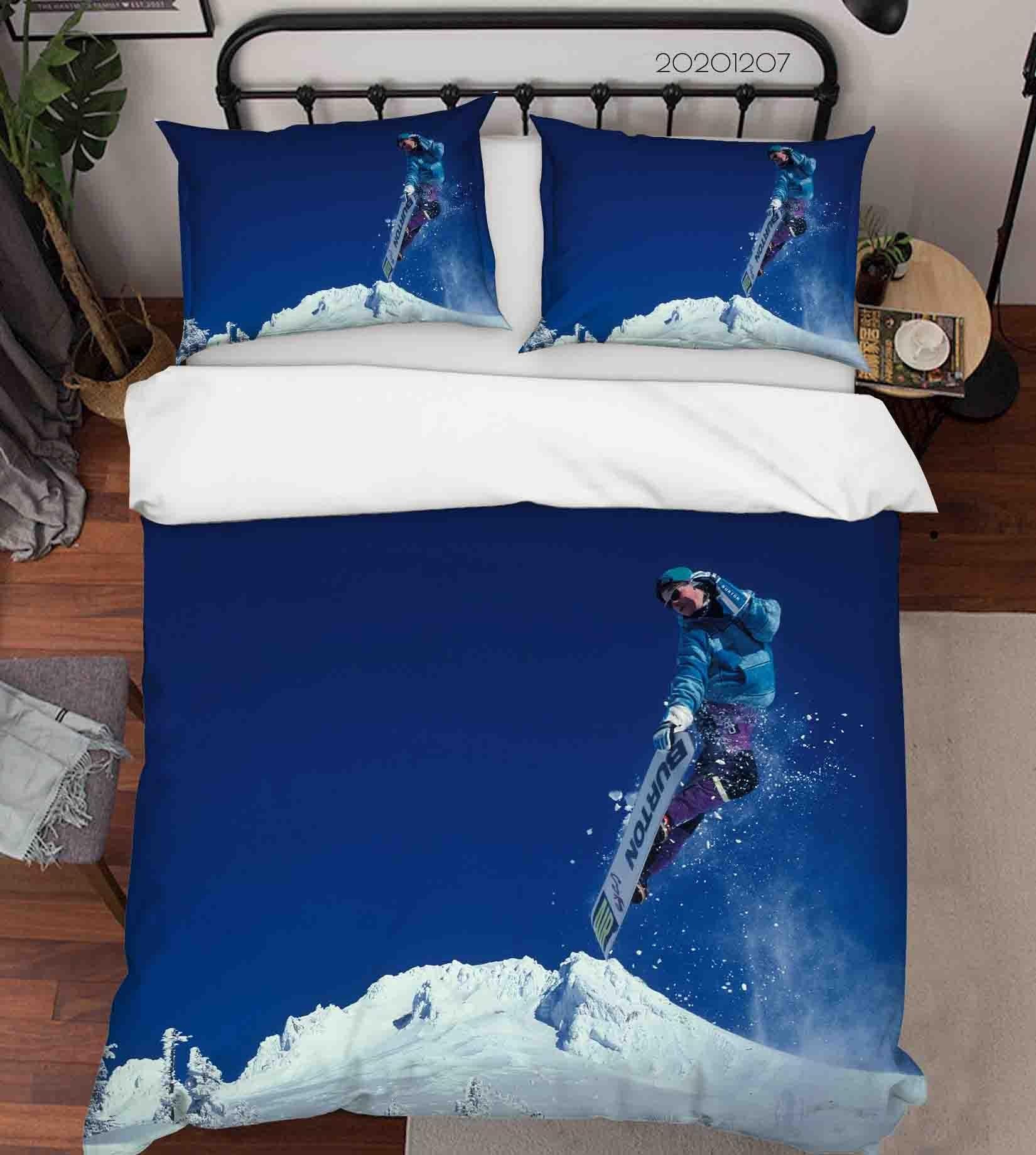 3D Pexels Sports Ice Mountain Skiing Quilt Cover Set Bedding Set Duvet Cover Pillowcases LXL- Jess Art Decoration