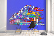 3D Blue Abstract Sign Graffiti Wall Mural Wallpaper 262- Jess Art Decoration