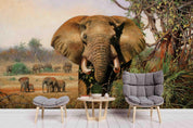 3D African Steppe Elephant Wall Mural Wallpaper 05- Jess Art Decoration