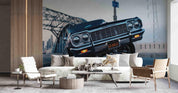 3D Black Retro Car Highway Wall Mural Wallpaper GD 3101- Jess Art Decoration