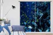 3D Blue Underwater World Fish Reef Curtains and Drapes GD 833- Jess Art Decoration
