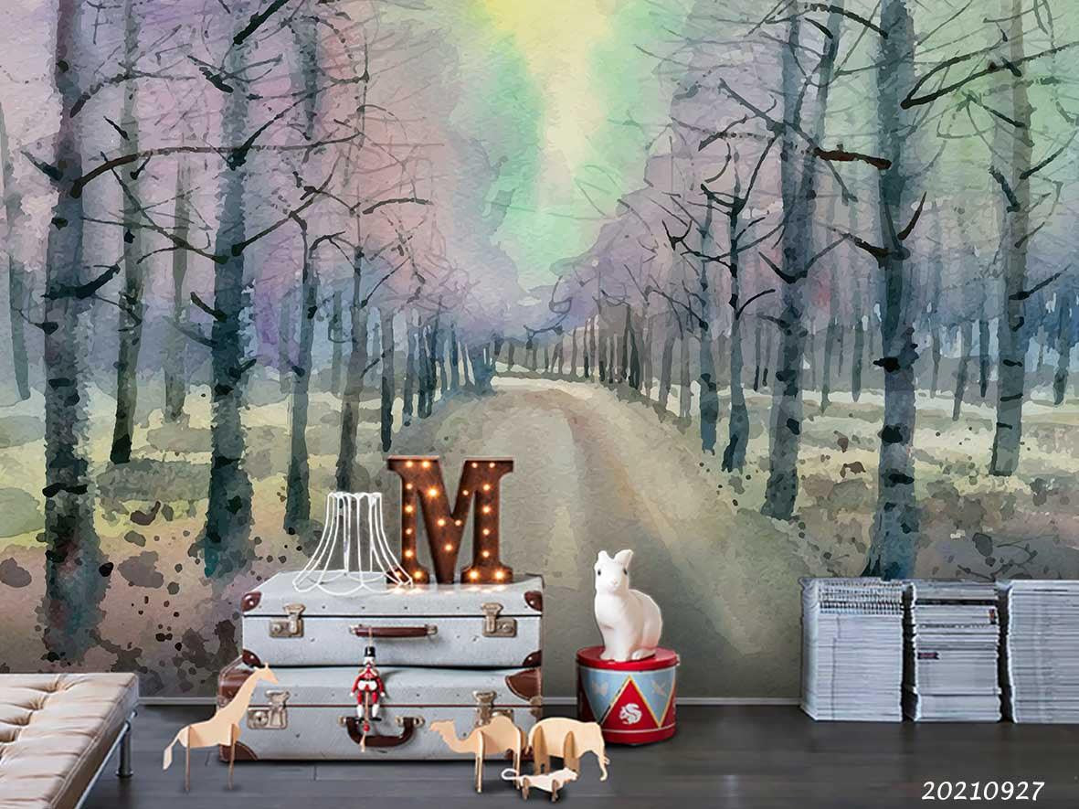 3D Forest Landscape Oil Painting Wall Mural Wallpaper LQH 131- Jess Art Decoration