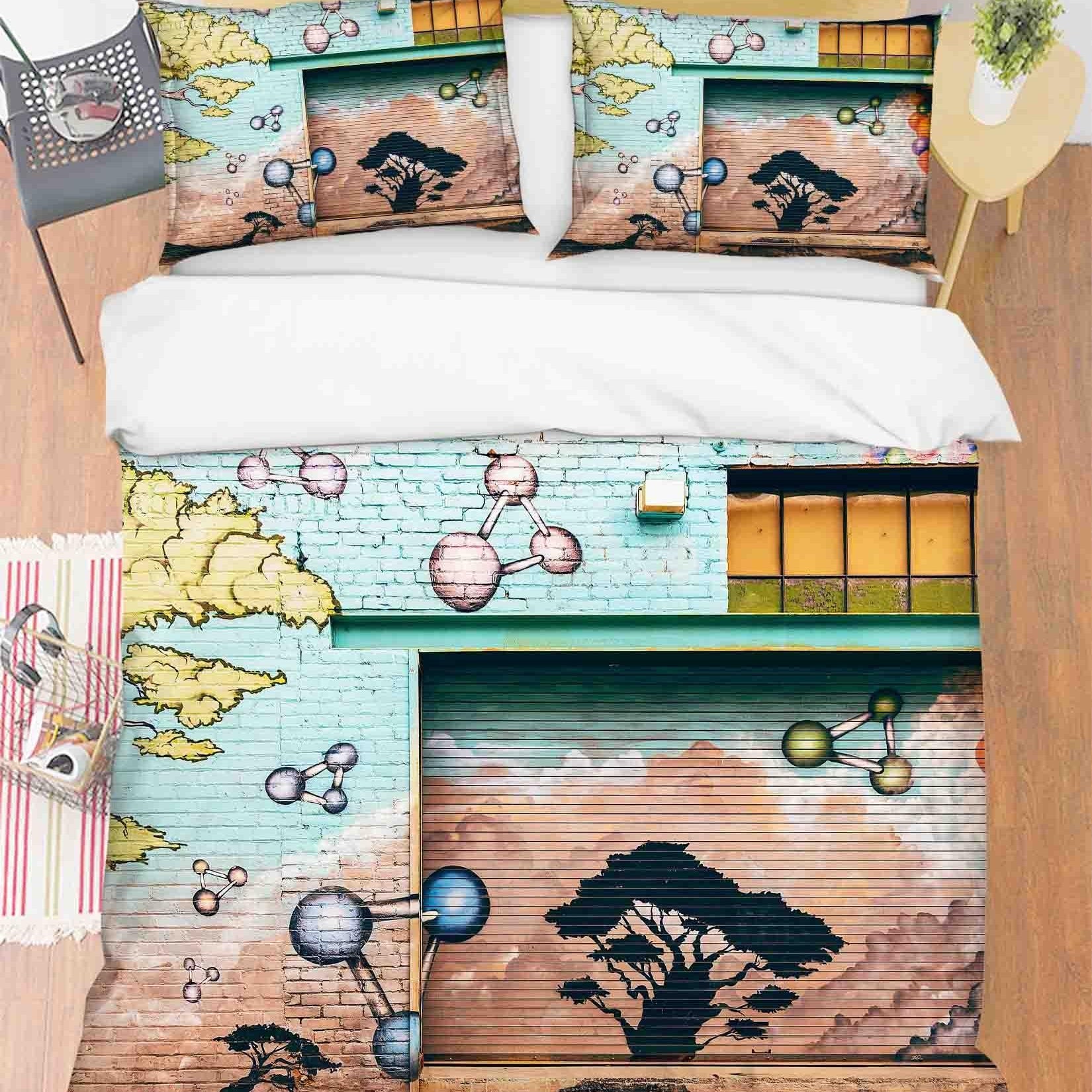 3D Abstract Colored Street Graffiti Quilt Cover Set Bedding Set Duvet Cover Pillowcases 115- Jess Art Decoration