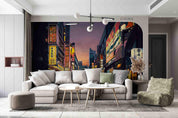 3D Night City Street View Busy Business District Wall Mural Wallpaper SWW5006- Jess Art Decoration