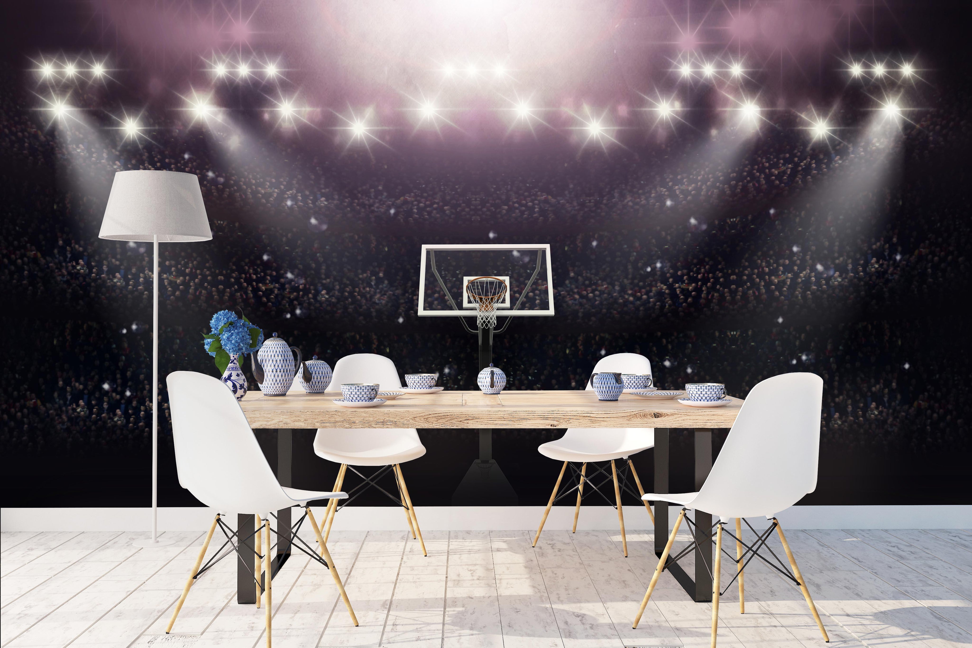 3D basketball court light wall mural wallpaper 38- Jess Art Decoration