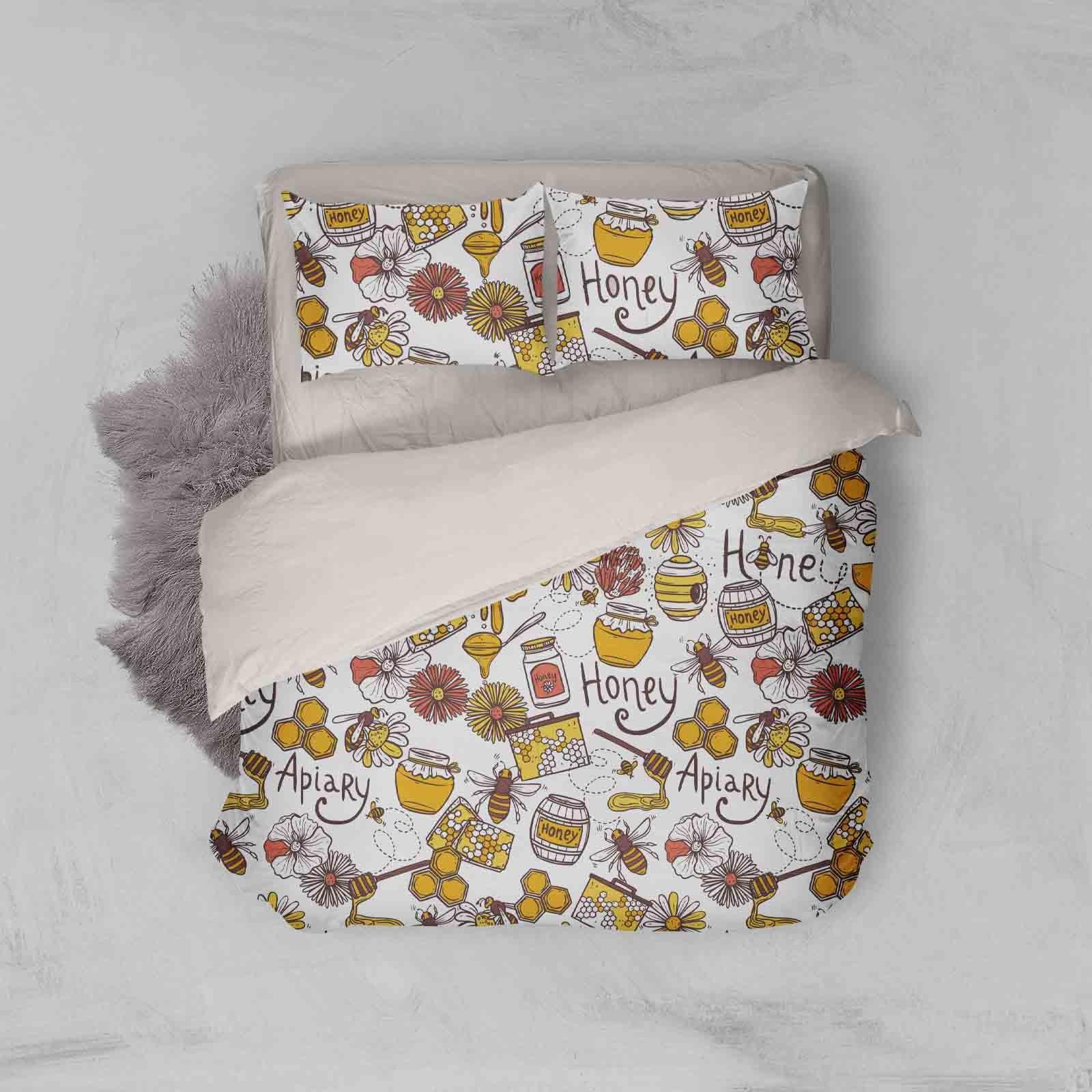 3D Yellow Bee Honey Quilt Cover Set Bedding Set Pillowcases 55- Jess Art Decoration