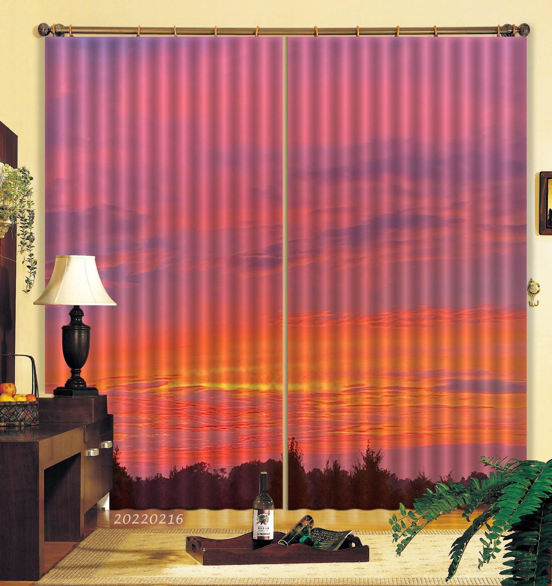 3D Woods Pink Sky Cloud Curtains and Drapes GD 2217- Jess Art Decoration