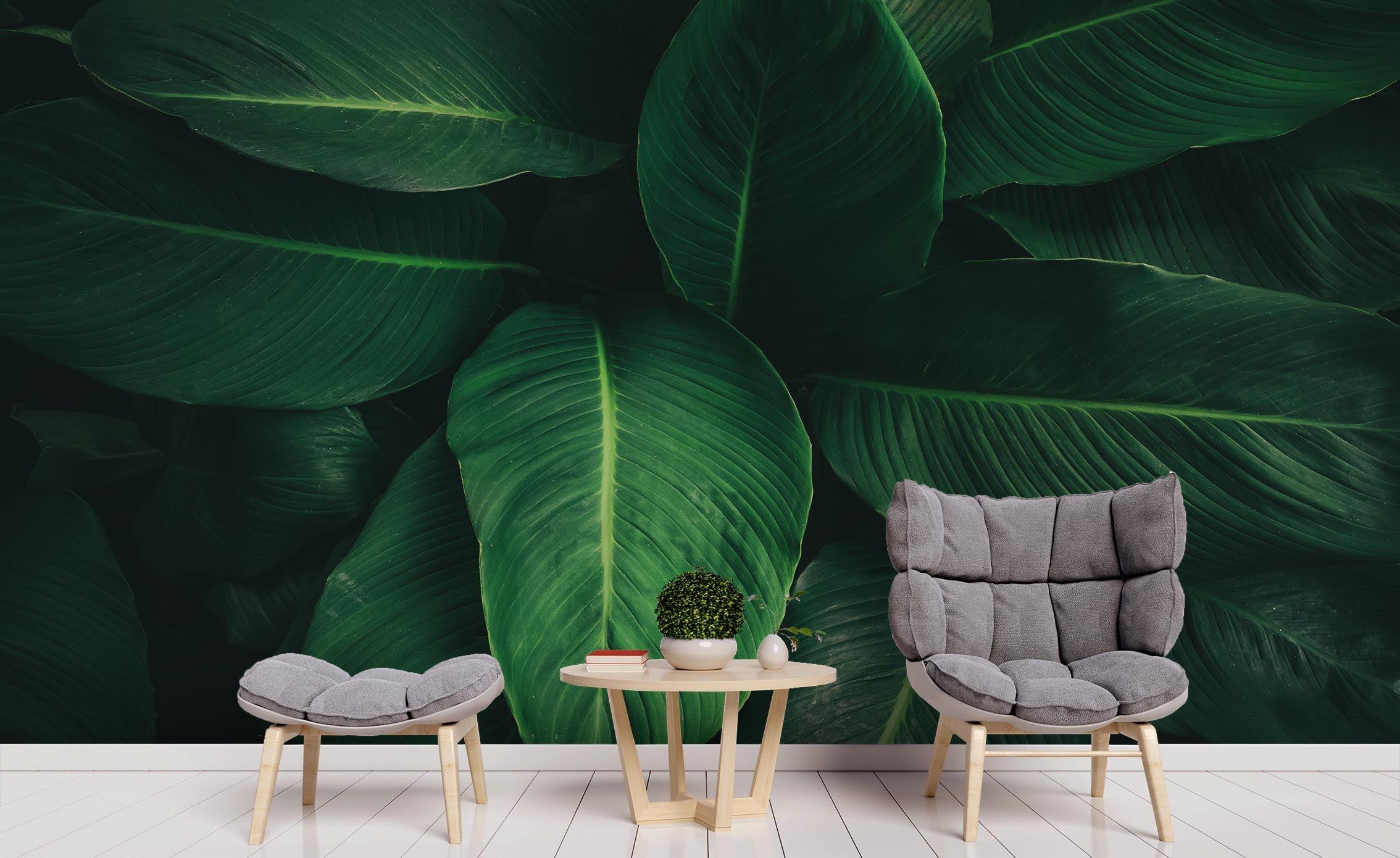 3D Hand Painted Green Leaves Wall Mural Wallpaper 60- Jess Art Decoration