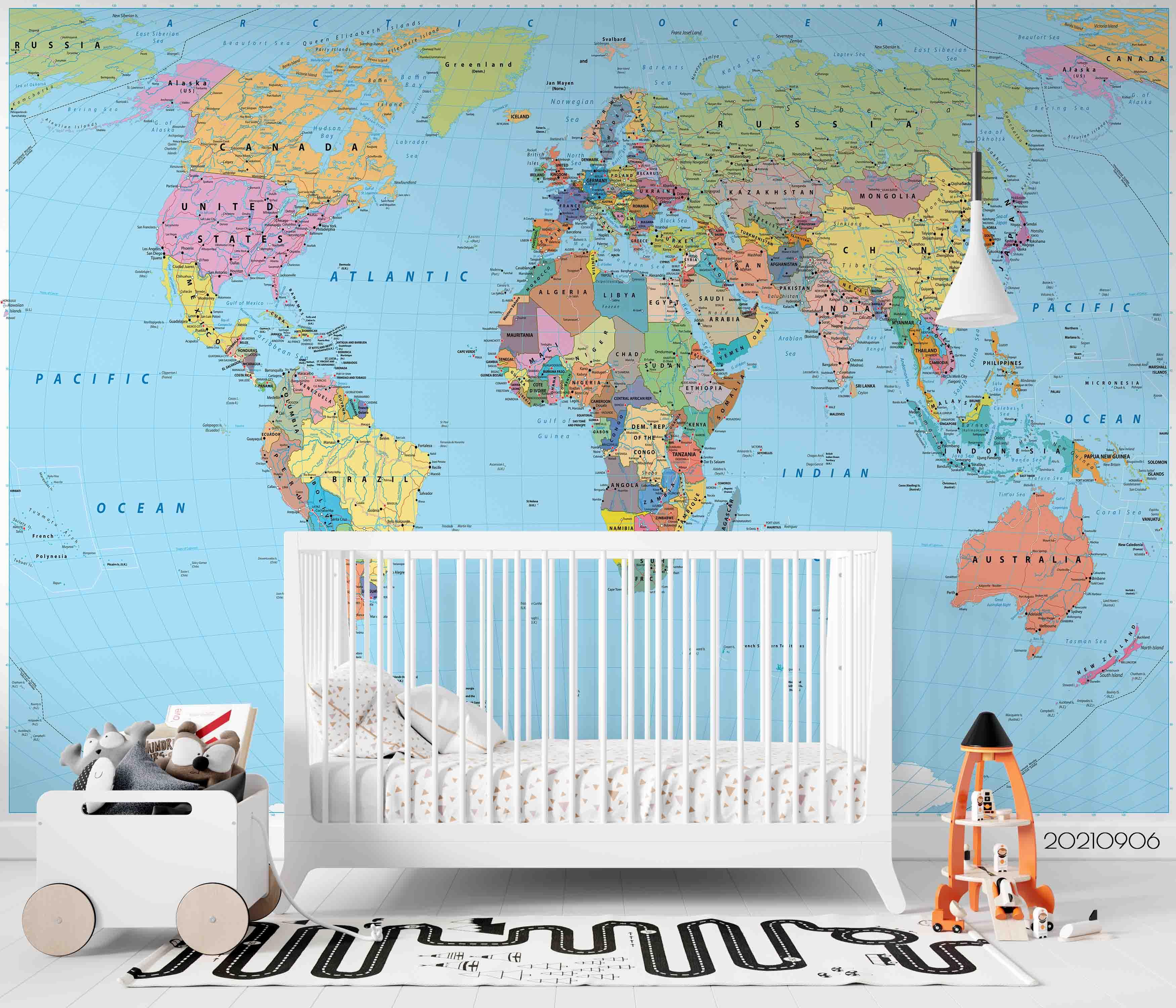 3D Blue World Map Wall Mural Wallpaper LQH 614- Jess Art Decoration