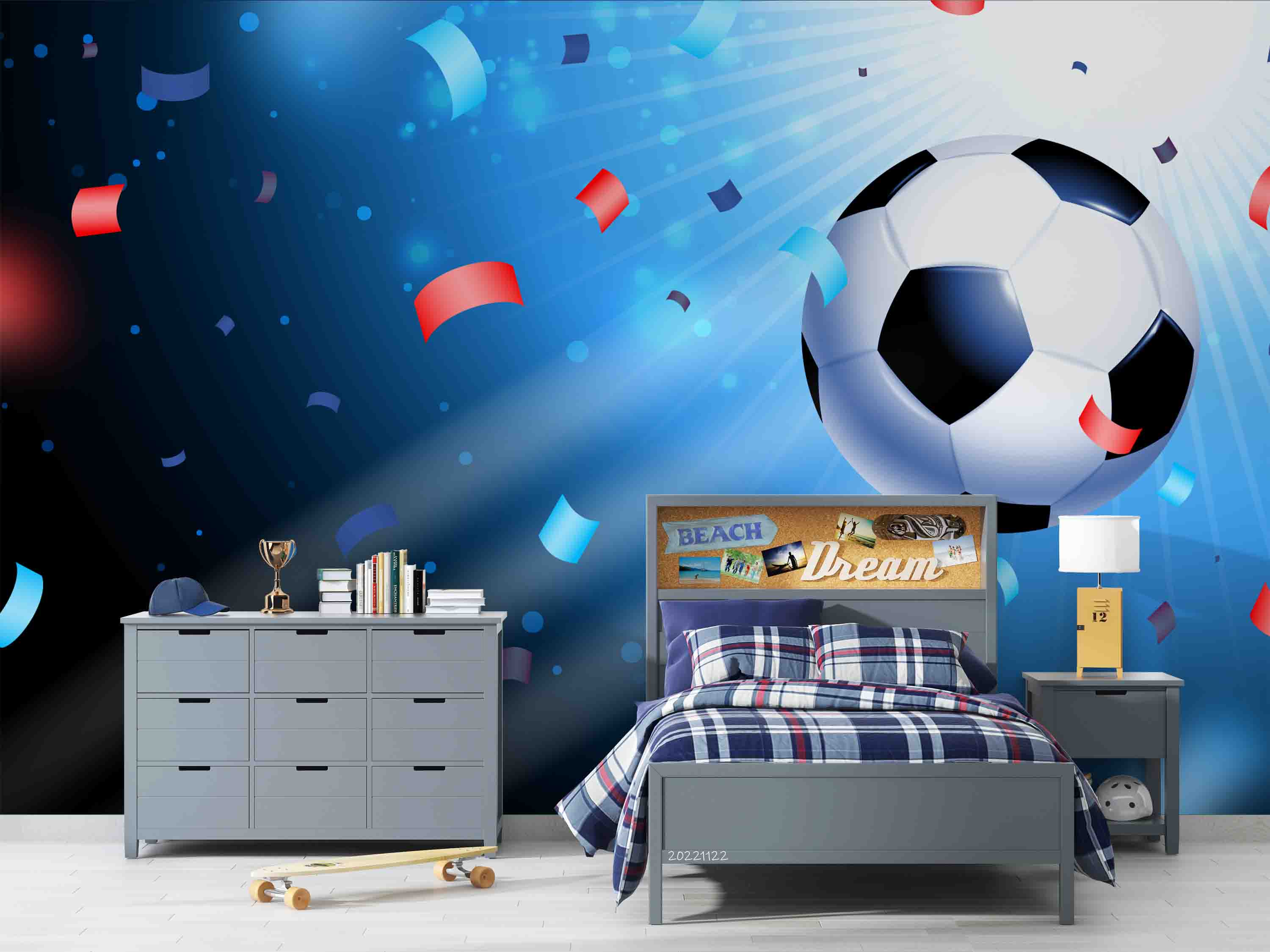 3D Realistic Football Sports Poster Confetti Wall Mural Wallpaper GD 2511- Jess Art Decoration