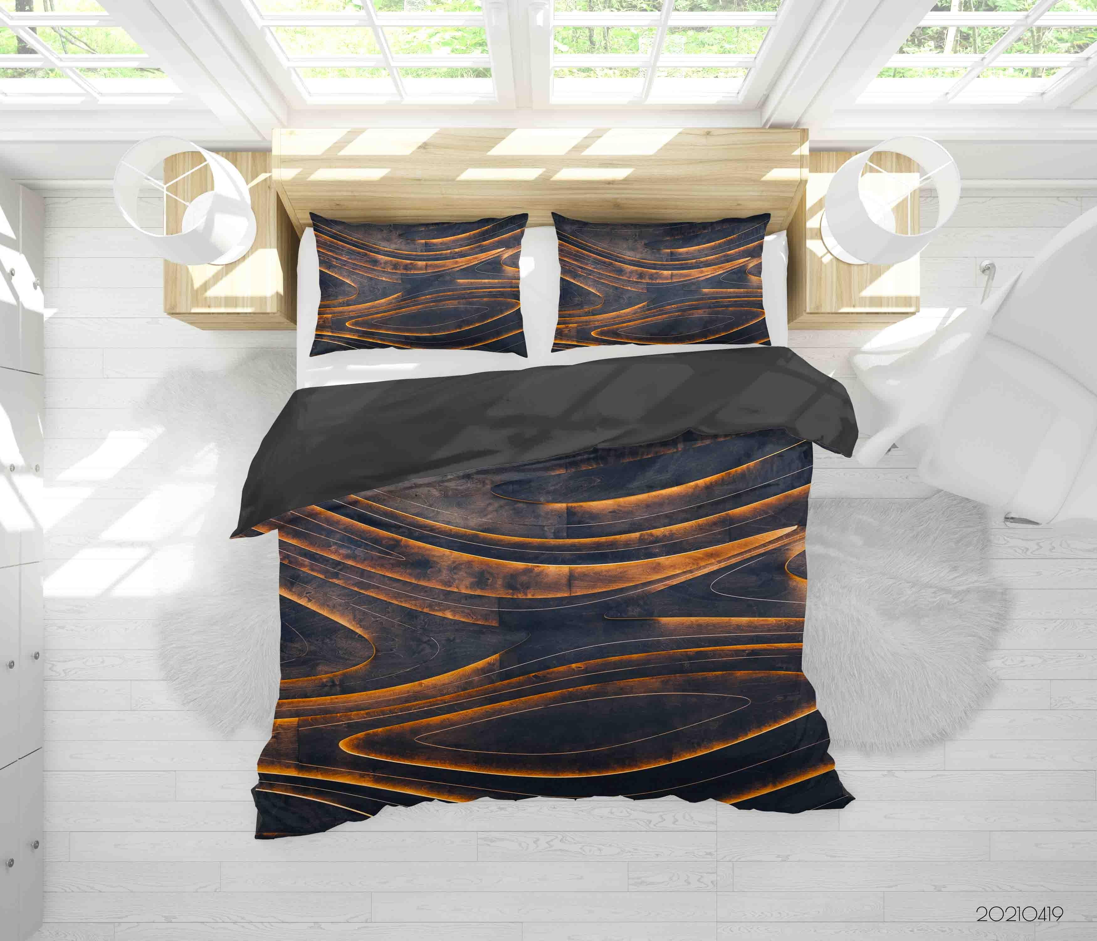 3D Abstract Golden Line Marble Quilt Cover Set Bedding Set Duvet Cover Pillowcases 170- Jess Art Decoration