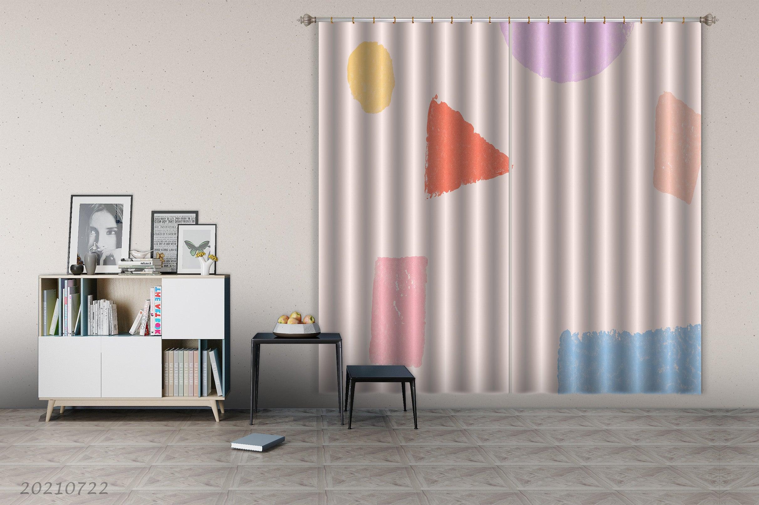 3D Abstract Color Geometry Curtains and Drapes LQH 248- Jess Art Decoration