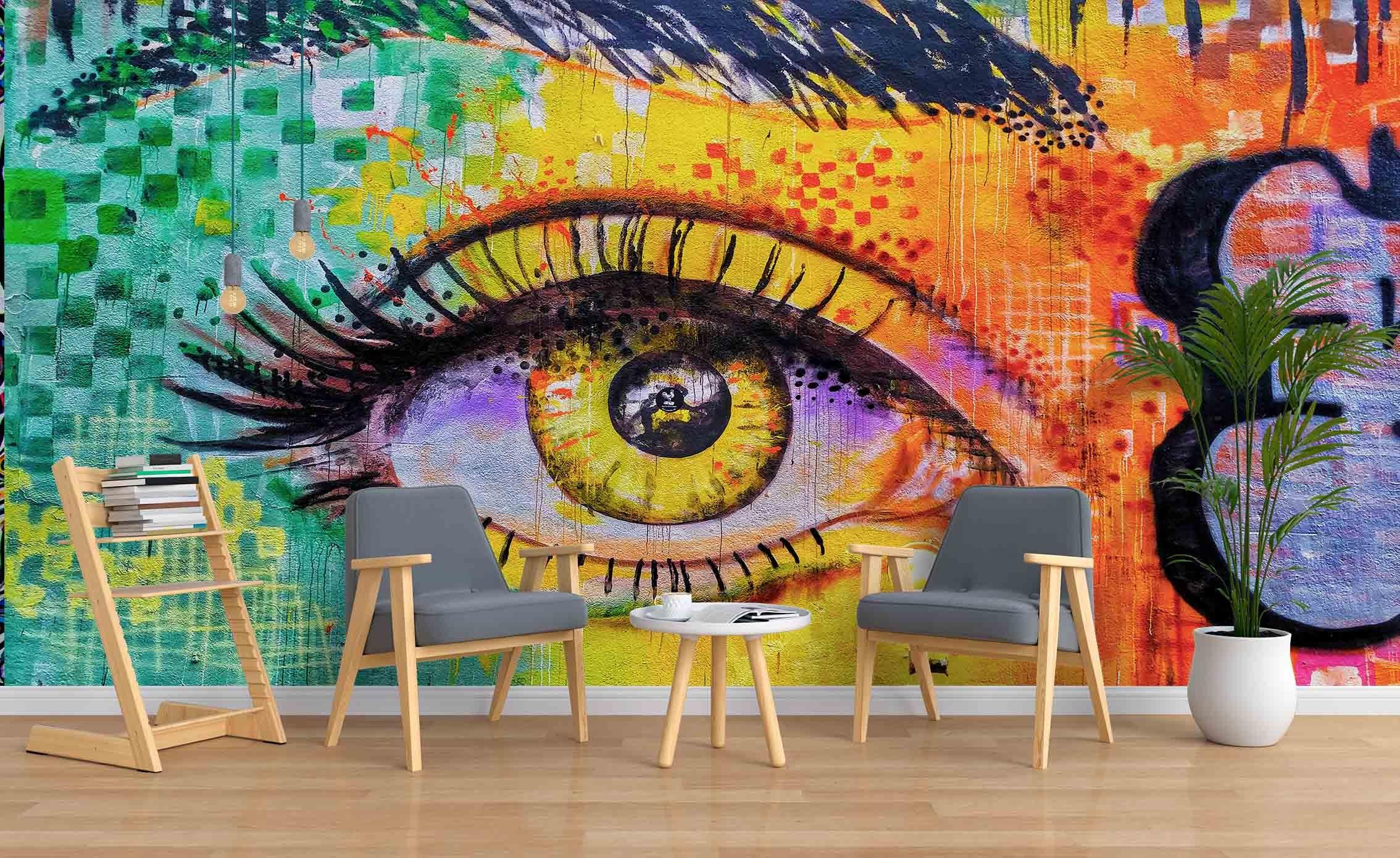 3D Abstract Yellow Eyes Wall Mural Wallpaper 28- Jess Art Decoration