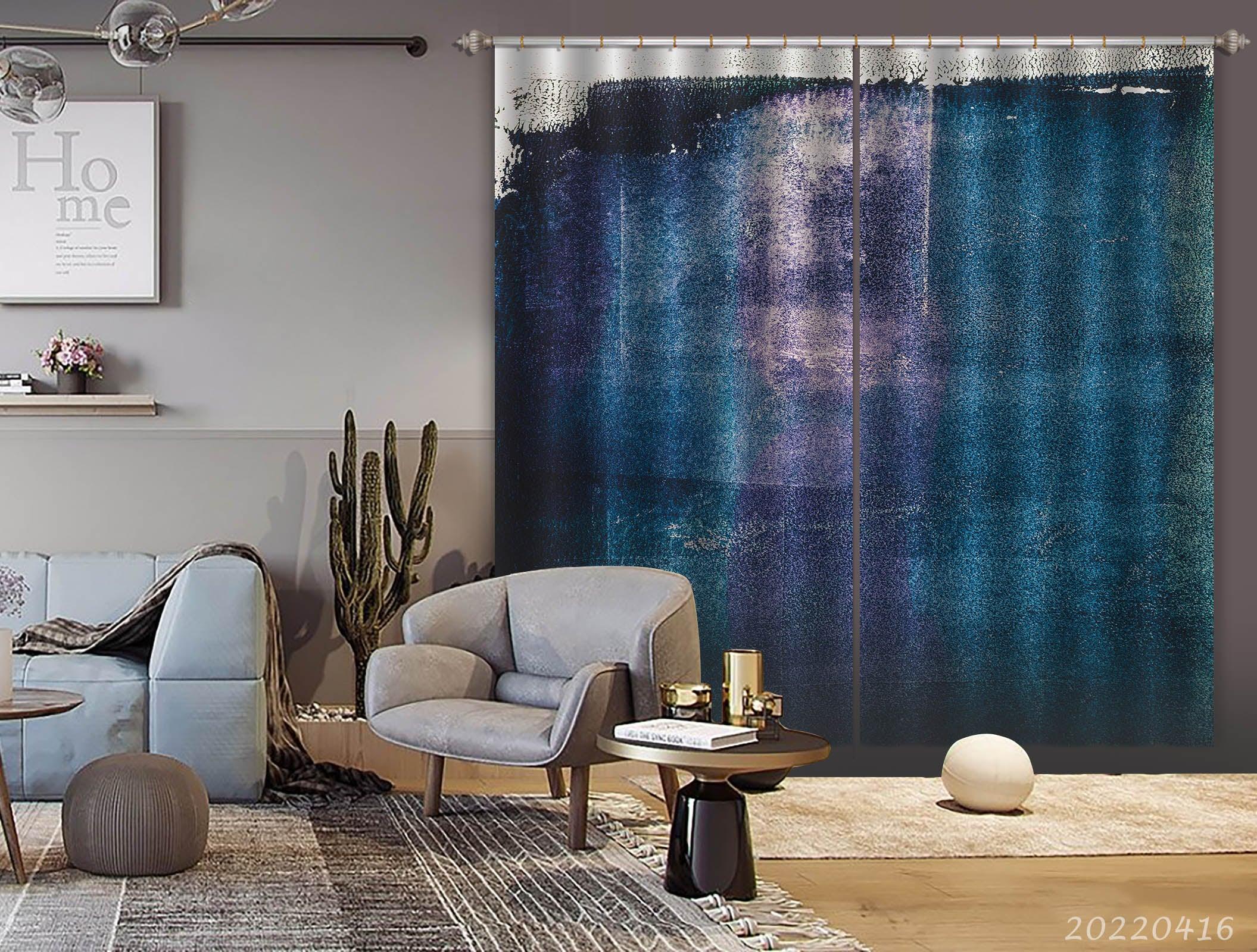 3D Abstract Blue Texture Pattern Curtains and Drapes GD 4347- Jess Art Decoration