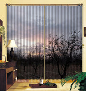 3D Peach Tree Field Sunrise Scenery Curtains and Drapes GD 2197- Jess Art Decoration