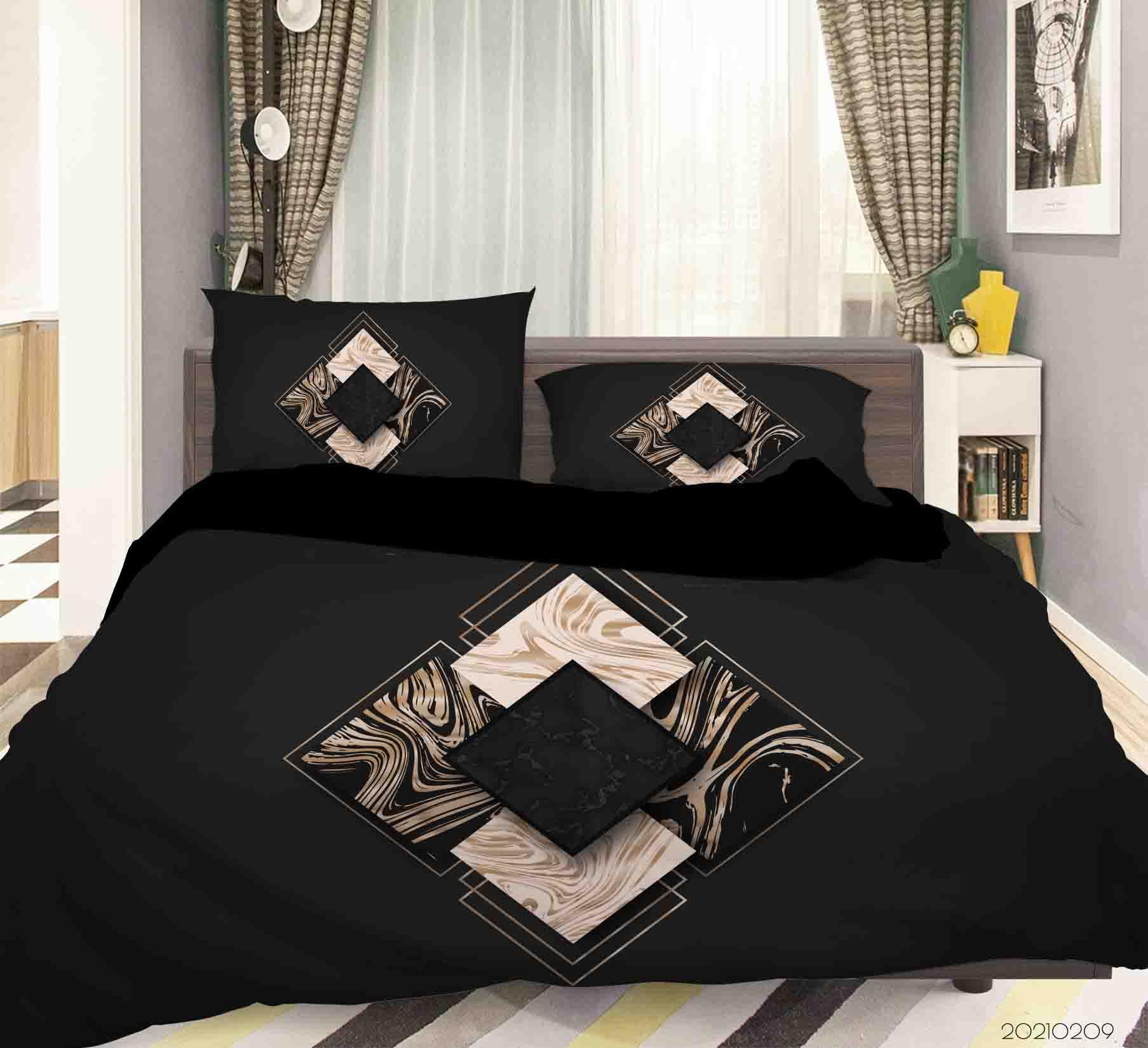 3D Abstract Black Marble Pattern Quilt Cover Set Bedding Set Duvet Cover Pillowcases 285- Jess Art Decoration