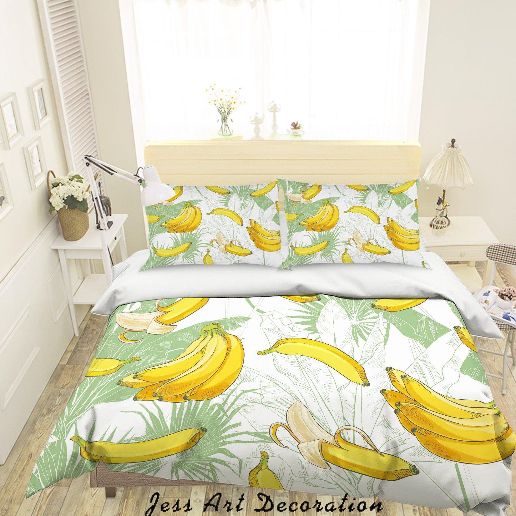 3D Yellow Banana Pattern Quilt Cover Set Bedding Set Pillowcases 58- Jess Art Decoration