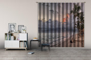 3D Beach Sea Spray Sky Blue Landscape Tropical Plant Curtains and Drapes LLL 281- Jess Art Decoration