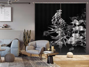 3D Various Flowers Black White Curtains and Drapes GD 3352- Jess Art Decoration
